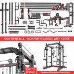 Power Cages Multi-Purpose Squat Rack with Cable Crossover System, Matching Weight Bench, Olympic Barbell Weight Set for Garage and Home Gyms (Black, L02-Power Cage+Weight Bench+Cast lron 220LBS)