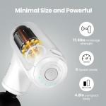 HEYCHY Super Mini Massage Gun Deep Tissue with 5 Speeds, Small Travel Size Percussion Muscle Massager for Pain Relief with 4 Attachments, Handheld Portable Massager Gun for Man & Women, White