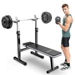 Lmdex Adjustable Weight Bench Press with Squat Rack Folding Multi-Function Dip Station for Full Body Workout Home Gym Strength