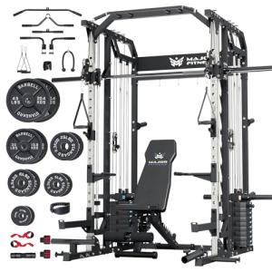 Major Fitness Drone2 Premium Smith△ Machine – All-in-One Home Gym Squat Rack with Aluminum Pulley Set , Weight Bar, Dual LAT Pull-Down Systems & Cable Crossover Machine for Full-Body Workouts