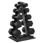 Fitvids Dumbbell Set with Rack, Rubber Coated Hex Dumbbell Weights in 150lbs, 5, 10, 15, 20, 25lbs Pair, Black