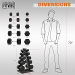 Fitvids Dumbbell Set with Rack, Rubber Coated Hex Dumbbell Weights in 150lbs, 5, 10, 15, 20, 25lbs Pair, Black