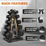 Fitvids Dumbbell Set with Rack, Rubber Coated Hex Dumbbell Weights in 150lbs, 5, 10, 15, 20, 25lbs Pair, Black
