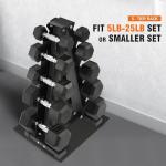 Fitvids Dumbbell Set with Rack, Rubber Coated Hex Dumbbell Weights in 150lbs, 5, 10, 15, 20, 25lbs Pair, Black