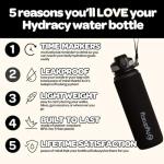 Hydracy Water Bottle with Time Marker -Large 32 oz BPA Free Water Bottle & No Sweat Sleeve -Leak Proof Gym Bottle with Fruit Infuser Strainer & Times to Drink -Ideal for Fitness Sports & Outdoors