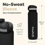 Hydracy Water Bottle with Time Marker -Large 32 oz BPA Free Water Bottle & No Sweat Sleeve -Leak Proof Gym Bottle with Fruit Infuser Strainer & Times to Drink -Ideal for Fitness Sports & Outdoors