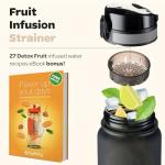 Hydracy Water Bottle with Time Marker -Large 32 oz BPA Free Water Bottle & No Sweat Sleeve -Leak Proof Gym Bottle with Fruit Infuser Strainer & Times to Drink -Ideal for Fitness Sports & Outdoors