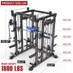 Smith Machine with Cable Crossover System, Multi-Function Power Cage Squat Rack for Home Gym, Power Rack and Packages Weight Sets. (Black, L04-Smith Machine+Bench+(Pole+Cast lron) 250LBS)