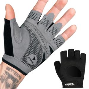 ATERCEL Weight Lifting Gloves Full Palm Protection, Workout Gloves for Gym, Cycling, Exercise, Breathable, Super Lightweight for Men and Women(Gray, M)