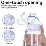 GOPPUS Water Bottle,Clear Water Bottles with Straw,32oz Sports Bottle With Time Markers-BPA-Free Tritan Wide Mouth Bottle Leakproof Motivational wate bottles for Gym,Hiking,School or Office(1 Bottle)