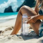 GOPPUS Water Bottle,Clear Water Bottles with Straw,32oz Sports Bottle With Time Markers-BPA-Free Tritan Wide Mouth Bottle Leakproof Motivational wate bottles for Gym,Hiking,School or Office(1 Bottle)