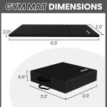 Folding Exercise Gymnastics Mat, 2'x6'x2" Gym Workout Mat with Carrying Handles 3-Fold High-Density Anti-Tear Portable Fitness Aerobics Mats for Home Gym Yoga Pilates Tumbling MMA Core Training, Black