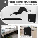 Folding Exercise Gymnastics Mat, 2'x6'x2" Gym Workout Mat with Carrying Handles 3-Fold High-Density Anti-Tear Portable Fitness Aerobics Mats for Home Gym Yoga Pilates Tumbling MMA Core Training, Black