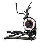 Sunny Health & Fitness Electric Eliptical Trainer Elliptical Machine w/Device Holder, Programmable Monitor and Heart Rate Monitoring, 300 LB Max Weight and 20" Stride - SF-E3875, Black