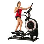 Sunny Health & Fitness Electric Eliptical Trainer Elliptical Machine w/Device Holder, Programmable Monitor and Heart Rate Monitoring, 300 LB Max Weight and 20" Stride - SF-E3875, Black
