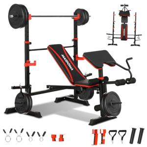 6-in-1 Olympic Bench Press and Squat Rack Set
