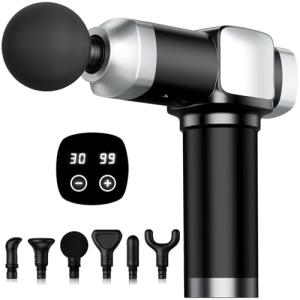 CAMEFER Deep Tissue Massage Gun, Portable Percussion Electric Muscle Massager for Pain Relief, Handheld Massagers with 30 Speeds & 6 Attachments for Back and Neck, Gifts for Men Women