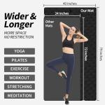 Hatha Yoga Extra Long TPE Yoga Mat 79" x 40” x 1/2" Thick Non-slip Exercise Mat for Home Gym Use, Yoga, Pilates, Fitness & Workouts (Black)