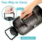 QuiFit 1 Gallon Water Bottle - with Straw & Motivational Time Marker Leak-Proof BPA Free Reusable Gym Sports Outdoor Large(128OZ) Capacity Water Jug(Black,1 Gallon)