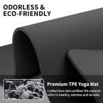 Hatha Yoga Extra Long TPE Yoga Mat 79" x 40” x 1/2" Thick Non-slip Exercise Mat for Home Gym Use, Yoga, Pilates, Fitness & Workouts (Black)