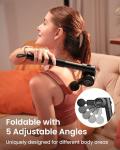 NAPRE Foldable Massage Gun Deep Tissue with 5 Adjustable Angles,Portable Handheld Percussion Back Massager for Muscle/Neck/Body Pain Relief with Long Extension Metal Handle,32-Speeds,with Carry Case