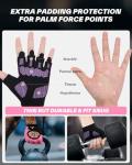 Sportneer Workout Gloves for Men & Women, Full Palm Protection Breathable Exercise Gloves w/Curved Open Back, Lightweight Fitness Gloves for Pull Up, Dumbbells, Cycling, Rowing (Black-Pink, Medium)