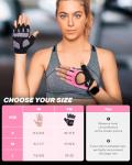 Sportneer Workout Gloves for Men & Women, Full Palm Protection Breathable Exercise Gloves w/Curved Open Back, Lightweight Fitness Gloves for Pull Up, Dumbbells, Cycling, Rowing (Black-Pink, Medium)