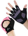 Sportneer Workout Gloves for Men & Women, Full Palm Protection Breathable Exercise Gloves w/Curved Open Back, Lightweight Fitness Gloves for Pull Up, Dumbbells, Cycling, Rowing (Black-Pink, Medium)