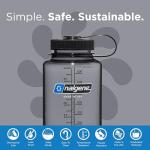 Nalgene Leak Proof Tritan BPA-Free Water Bottle - 32 oz Wide Mouth - Made in the USA for Outdoor Use & Daily Hydration (Grey w/Black Lid)