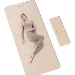Foldable Yoga Mat Extra Wide & Long,Thin yoga mat (75" x 31" x 0.24"), Non-Slip Exercise Mat for Yoga, Pilates, Home Workouts, Portable Fitness Mat with Double-Sided Grip, Multi-Purpose Workout Mat for Gym, Travel (Cream)