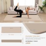 Foldable Yoga Mat Extra Wide & Long,Thin yoga mat (75" x 31" x 0.24"), Non-Slip Exercise Mat for Yoga, Pilates, Home Workouts, Portable Fitness Mat with Double-Sided Grip, Multi-Purpose Workout Mat for Gym, Travel (Cream)