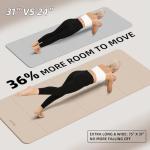 Foldable Yoga Mat Extra Wide & Long,Thin yoga mat (75" x 31" x 0.24"), Non-Slip Exercise Mat for Yoga, Pilates, Home Workouts, Portable Fitness Mat with Double-Sided Grip, Multi-Purpose Workout Mat for Gym, Travel (Cream)