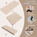 Foldable Yoga Mat Extra Wide & Long,Thin yoga mat (75" x 31" x 0.24"), Non-Slip Exercise Mat for Yoga, Pilates, Home Workouts, Portable Fitness Mat with Double-Sided Grip, Multi-Purpose Workout Mat for Gym, Travel (Cream)