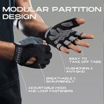 LIFECT Breathable Workout Gloves, Knuckle Weight Lifting Fingerless Gym Exercise Gloves with Curved Open Back, for Powerlifting, Crossfit, Women and Men (Black, Large)