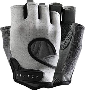 LIFECT Freedom Workout Gloves, Knuckle Weight Lifting Shorty Fingerless Gloves with Curved Open Back, for Powerlifting, Gym Women and Men(Grey, Large)