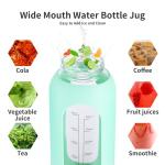 EALGRO 64 oz Glass Water Bottle With Straw and Handle, Half Gallon Sports Motivational Water Jug Flask with Silicone Sleeve, Large Water Cup with Time Marker for Travel, Gym, Black