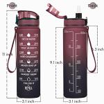 Enerbone Water Bottle, Leakproof BPA & Toxic Free, Motivational Water Bottle with Times to Drink and Straw, Fitness Sports Water Bottle with Strap for Office, Gym, Outdoor Sports