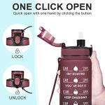 Enerbone Water Bottle, Leakproof BPA & Toxic Free, Motivational Water Bottle with Times to Drink and Straw, Fitness Sports Water Bottle with Strap for Office, Gym, Outdoor Sports