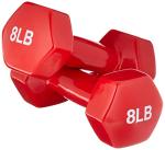Amazon Basics Vinyl Coated Dumbbell Hand Weights, 8 Pounds, Pair, Red