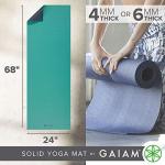 Gaiam Yoga Mat Premium Solid Color Reversible Non Slip Exercise & Fitness Mat for All Types of Yoga, Pilates & Floor Workouts, Vibrant Viridian, 6mm