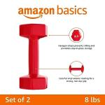 Amazon Basics Vinyl Coated Dumbbell Hand Weights, 8 Pounds, Pair, Red