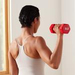 Amazon Basics Vinyl Coated Dumbbell Hand Weights, 8 Pounds, Pair, Red