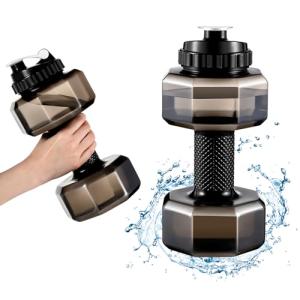 Funnymoom 2 Pcs Christmas Dumbbell Water Bottle Gifts, 2.2 L / 75 oz Gym Workout Water Bottles Big Capacity Sports Gym Gift for Running Outdoors Cycling Camping Sports Lovers Men Women