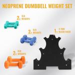 Fitvids Colored Neoprene Dumbbell Set with Rack, Multiple Weight Options, 20LBS, 32LBS, 50LBS and 56LBS Sets