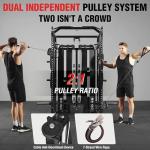 Mikolo Smith Machine with Weight Stack, Power Cage Home Gym System with LAT Pulldown & Cable Crossover, Multi-Functional Trainer with Dual Pulley System, Includes 10+ Free Attachments