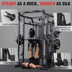 Mikolo Smith Machine with Weight Stack, Power Cage Home Gym System with LAT Pulldown & Cable Crossover, Multi-Functional Trainer with Dual Pulley System, Includes 10+ Free Attachments