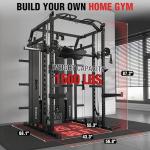 Mikolo Smith Machine with Weight Stack, Power Cage Home Gym System with LAT Pulldown & Cable Crossover, Multi-Functional Trainer with Dual Pulley System, Includes 10+ Free Attachments