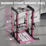 RitFit M1 & M1 Pro Smith Machine with Cable Crossover System, Multi-Function Squat Rack Power Cage for Home Gym, Power Rack and Packages Pink