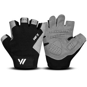 WESTWOOD FOX Gym Gloves Fitness Training Anti Slip Shock-Absorbing Weight Lifting Gloves Padded Grip Breathable Fingerless Workout Support for Men Women Cycling Exercise (Without Wristband, L)