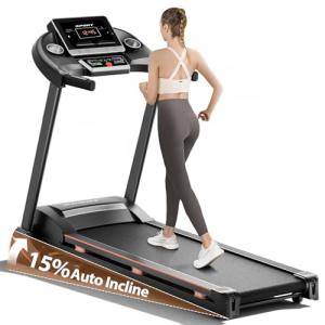RENESTAR Folding Treadmill with Auto Incline & Bluetooth
